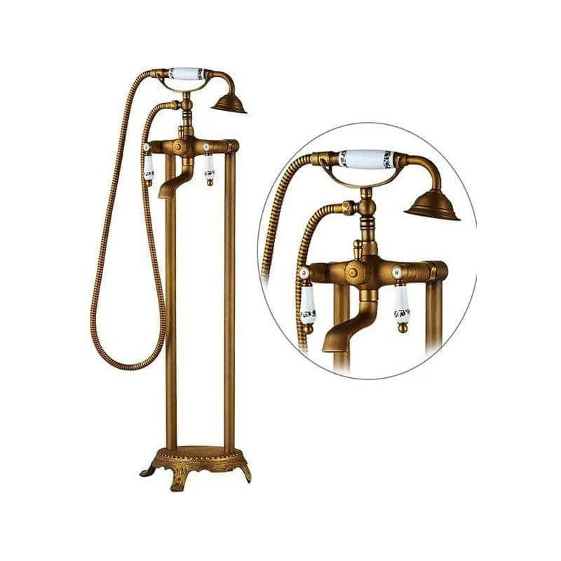 Freistehende Retro-Badewannenarmatur FLORINA, altgold