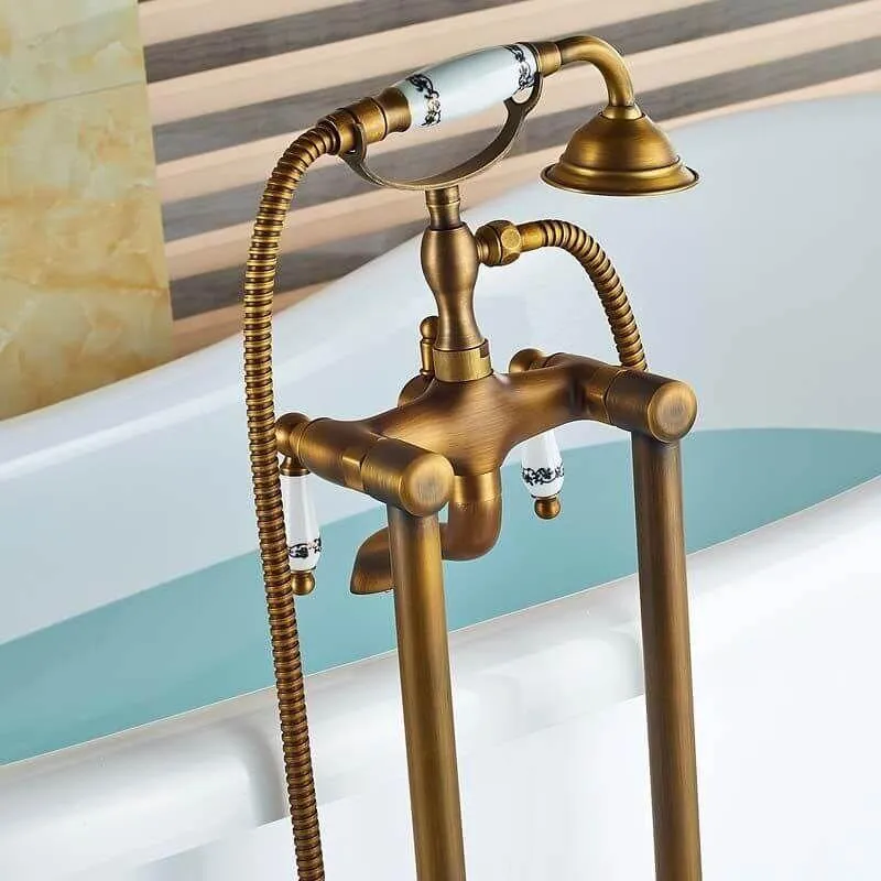 Freistehende Retro-Badewannenarmatur FLORINA, altgold