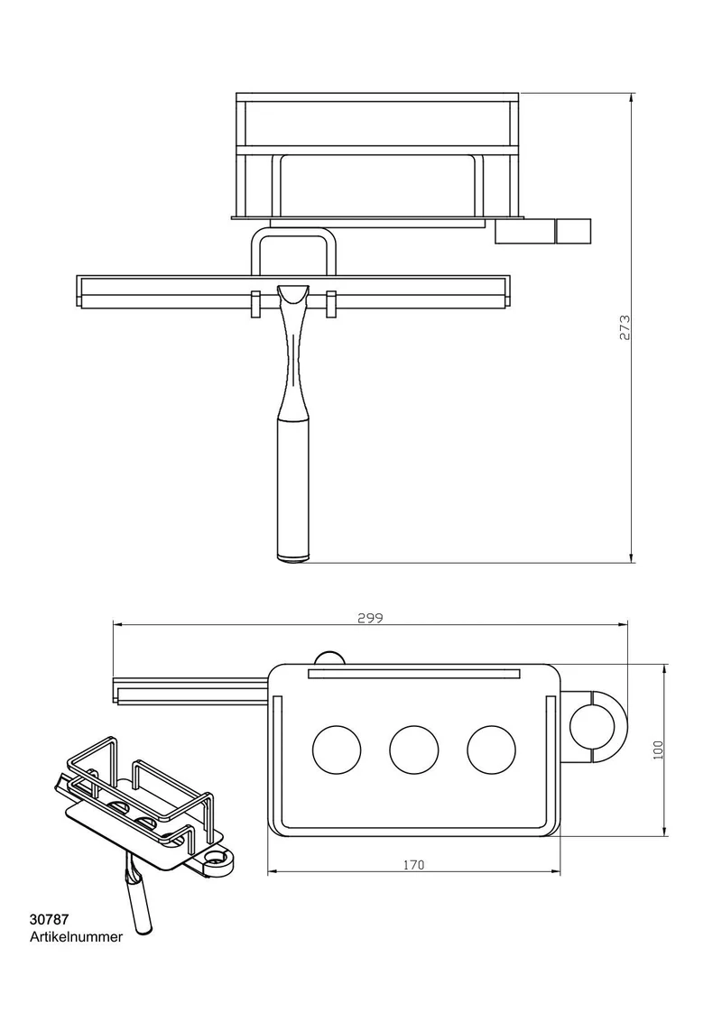 Giese Optisign Duschkorb für Brausestange mit Glasabzieher Variante links, Adapter 18-25 mm, Art.Nr. 30787