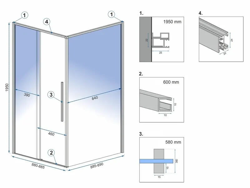 Duschkabine Solar Gold 90x90cm