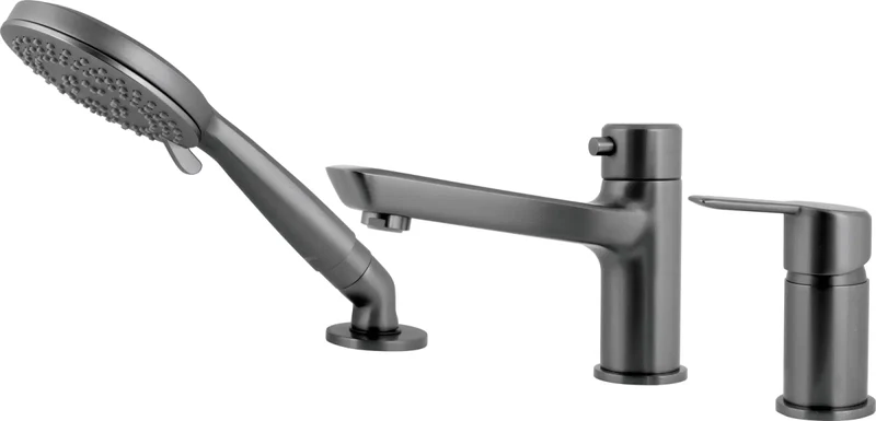 DEANTE Arnika 3-Loch-Wannenarmatur mit Brausegarnitur // Titanium // BQA-D13M