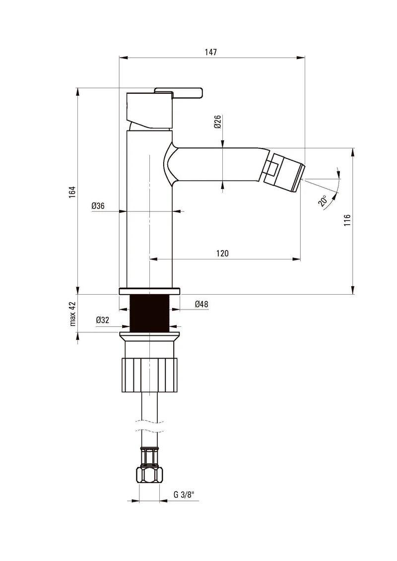 DEANTE Silia Bidetarmatur // gebürsteter Stahl // BQS-F30M