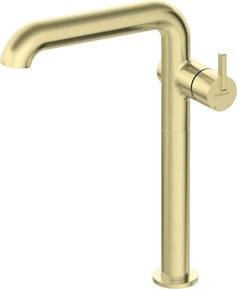 DEANTE Silia Waschtischarmatur hoch mit seitlichem Hebel // gebürstetes Gold // BQS-R24K