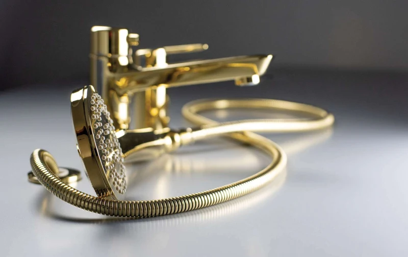 DEANTE Arnika 3-Loch-Wannenarmatur mit Brausegarnitur // Gold // BQA-Z13M