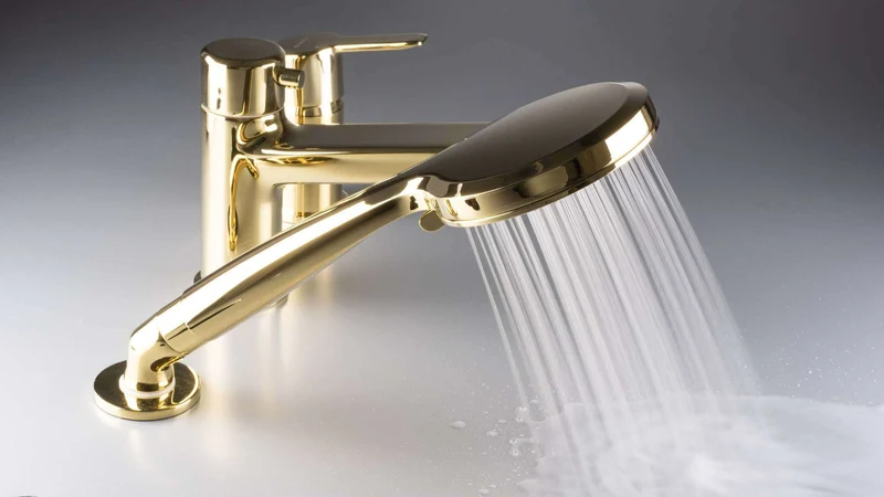 DEANTE Arnika 3-Loch-Wannenarmatur mit Brausegarnitur // Gold // BQA-Z13M