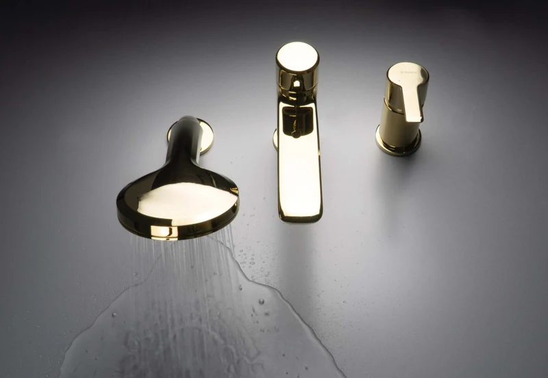 DEANTE Arnika 3-Loch-Wannenarmatur mit Brausegarnitur // Gold // BQA-Z13M