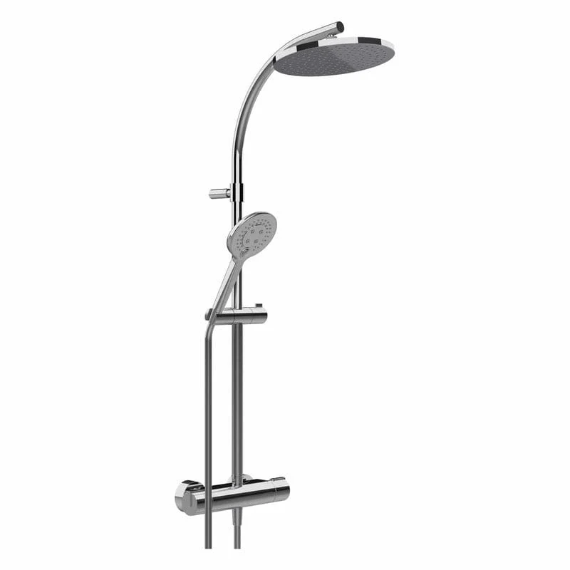 STUROTEC Eco-Line 6 l/min Duschsystem rund mit Thermostatarmatur und Kopfbrause 25 cm
