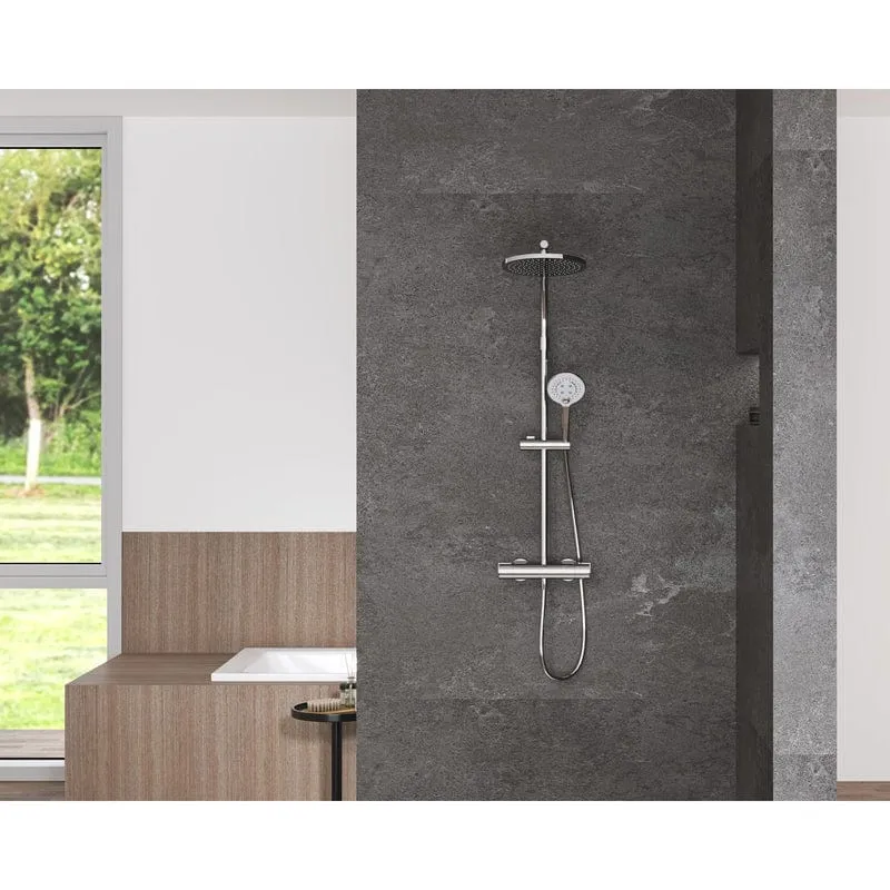 STUROTEC Eco-Line 6 l/min Duschsystem rund mit Thermostatarmatur und Kopfbrause 25 cm