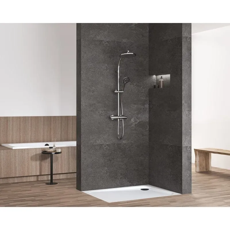 STUROTEC Eco-Line 6 l/min Duschsystem rund mit Thermostatarmatur und Kopfbrause 25 cm