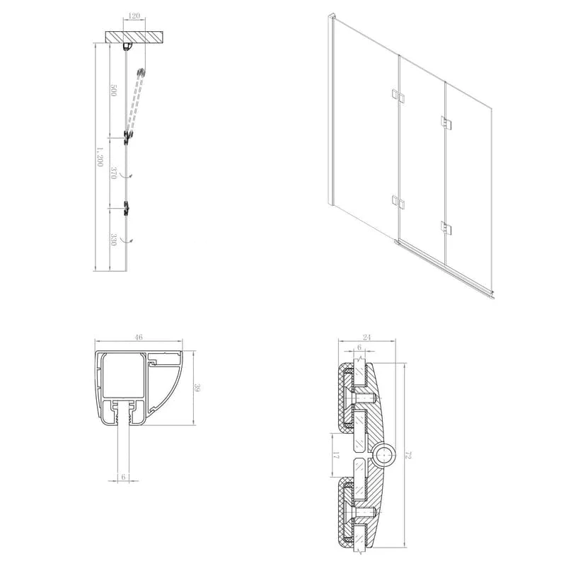 STUROTEC 3030 Badewannenaufsatz mit 2 Faltelemente 120 x 140 cm mit Nano-Beschichtung