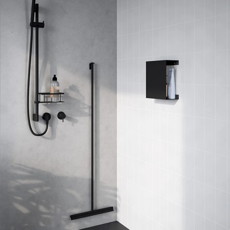 Smedbo Sideline Duschregal Hide – Schwarz Aluminium mit verdeckter Befestigung, Art.Nr. DB5020