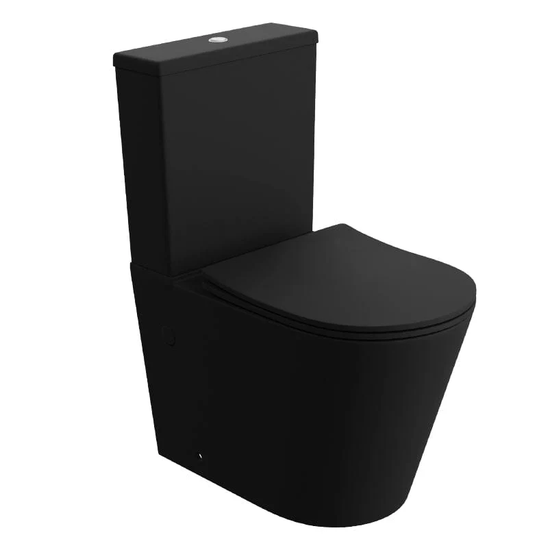 Modernes Stand-WC, Keramik, NEPTUNE BLACK, niedriger Spülkasten