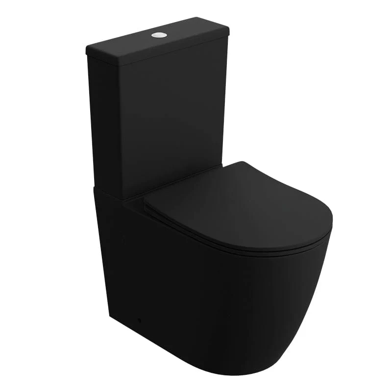 Modernes Stand-WC, Keramik, NAUTILUS BLACK, niedriger Spülkasten