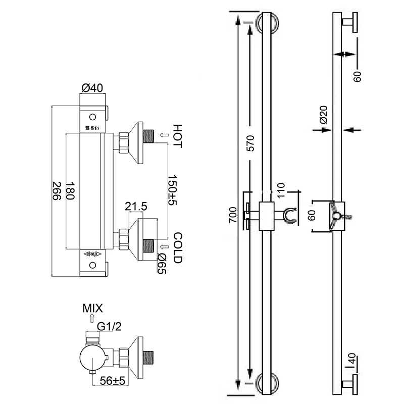 Thermostatisches Duschsystem GUSTO, mit KeepCool®- Technologie