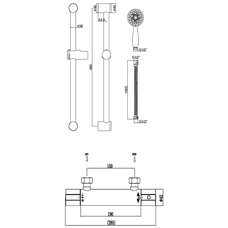 Thermostatisches Duschsystem RONDA, mit KeepCool®- Technologie