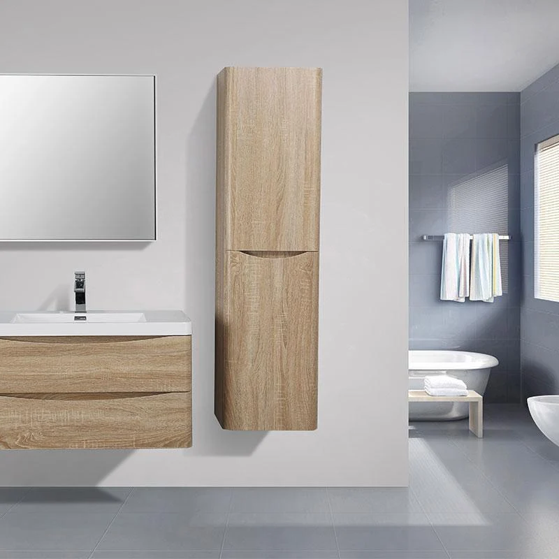 Badschrank, 150 cm, vertikal, montiert, PIACENZA, Eiche hell