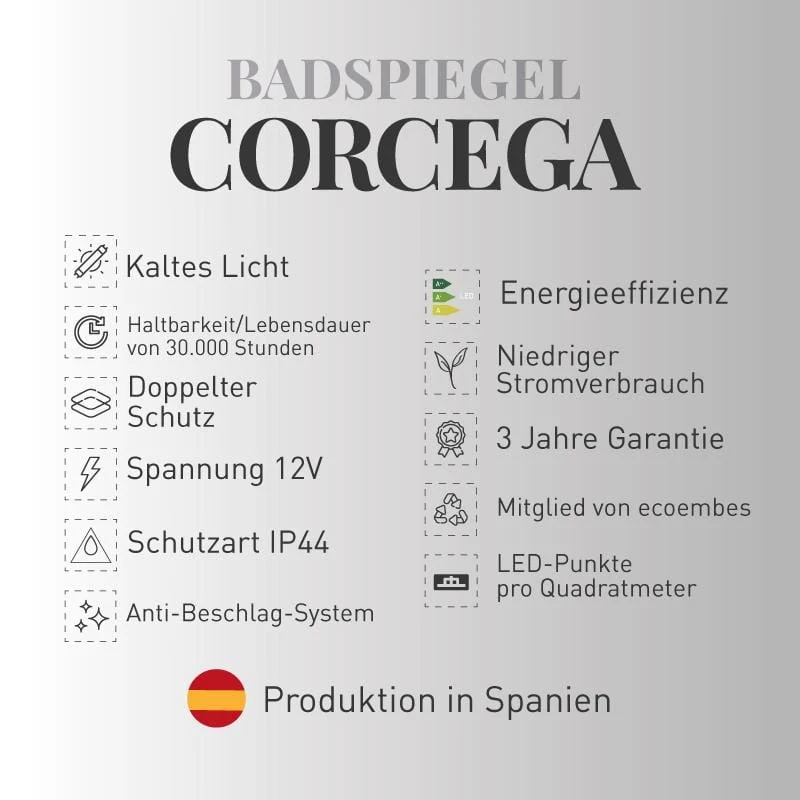 Badspiegel CORCEGA mit integriertem LED-Licht