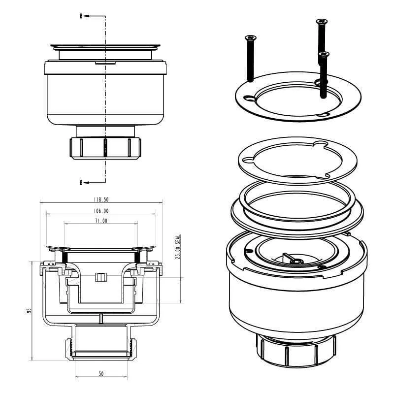 Ablaufventil VERTIKAL 90mm