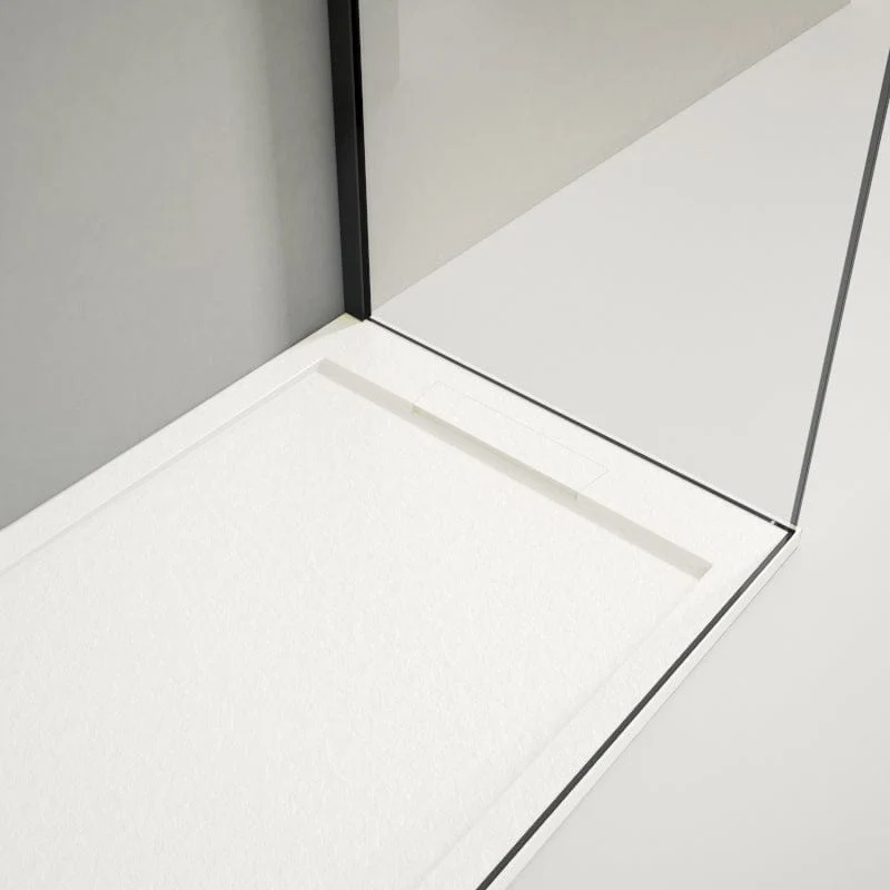 Mineralguss-Duschwanne extra flach LUX, Schieferoptik, weiß