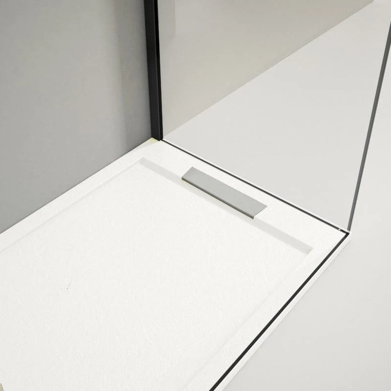 Mineralguss-Duschwanne extra flach LUX, Schieferoptik, weiß