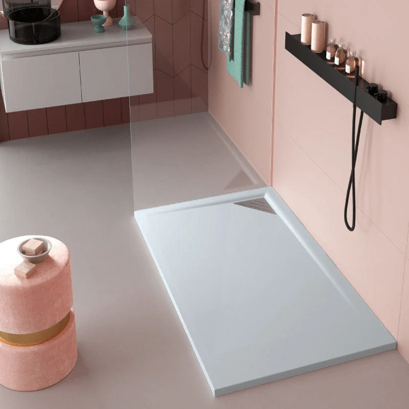 Mineralguss-Duschwanne extra flach TRINITY in GRAU