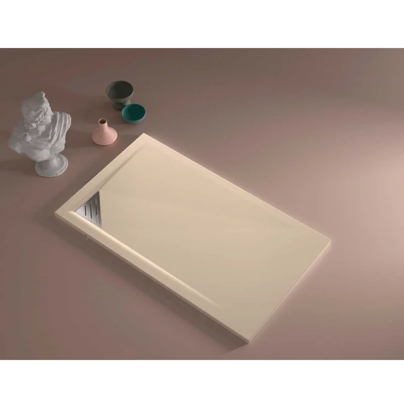 Mineralguss-Duschwanne extra flach TRINITY in CREME