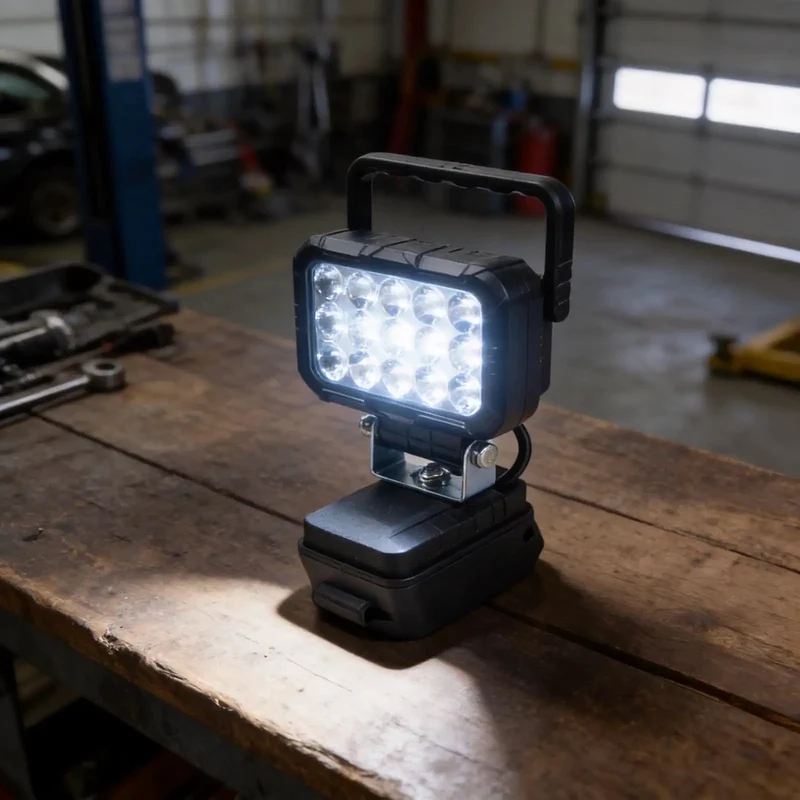 Heavy Duty Cordless Work Light With 18V Battery Powered High Brightness LED Floodlight IP67 Rugged Waterproof Construction Lighting Kickass Beam For Pros And Diyers All Day Grind