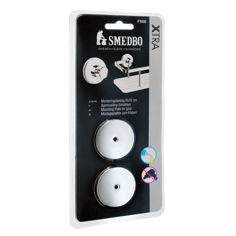 Smedbo XTRA Adapter zum Kleben (2er-Set) – Chrom oder Schwarz matt