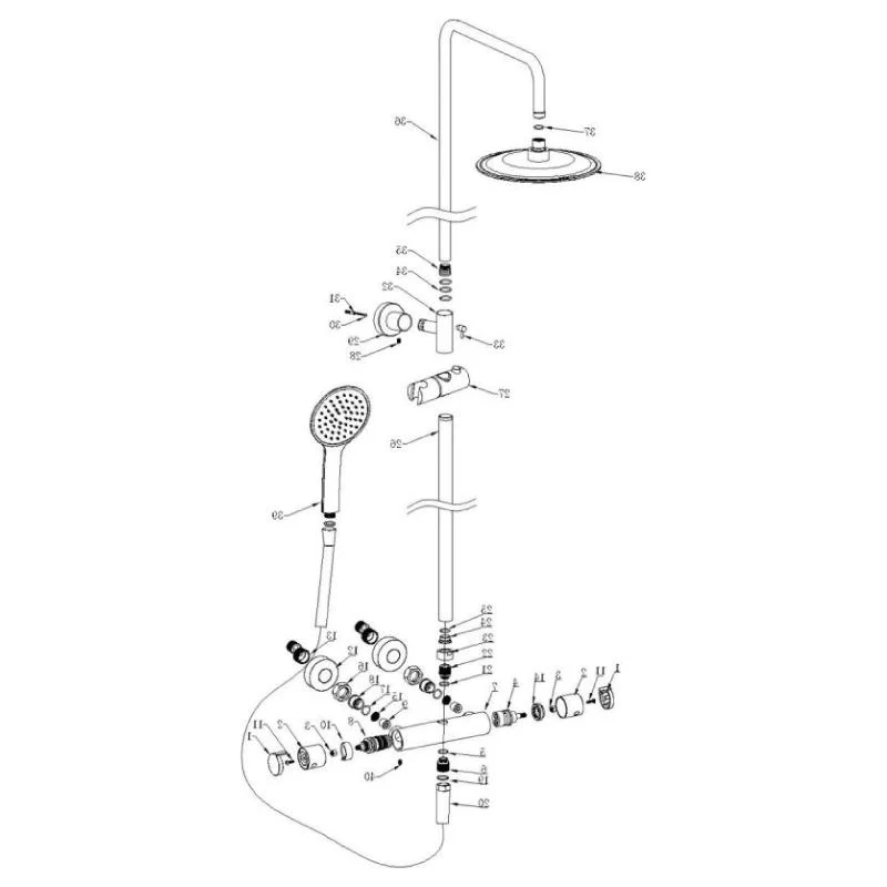 Thermostatische Duschsäule BOSSA, mattschwarz