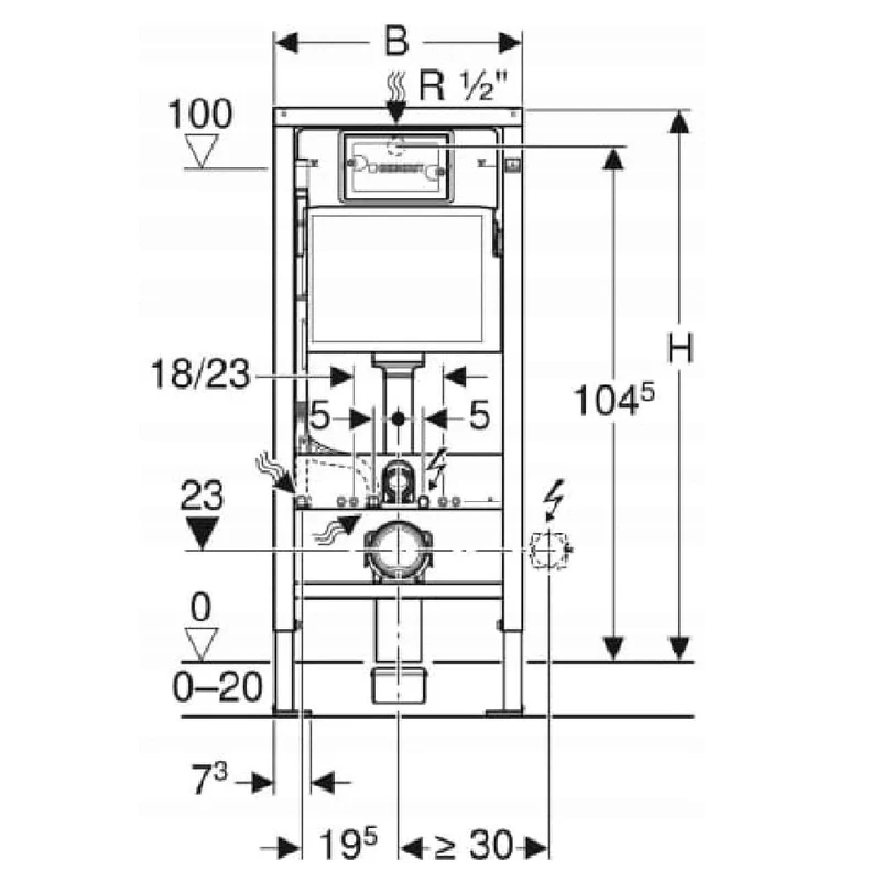 GEBERIT DUOFIX Komplett-Set Wand-WC TINOS schwarz, Vorwandelement und Betätigungsplatte