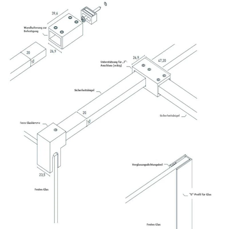 Walk In Duschwand MANACOR weiß - Glas 8mm