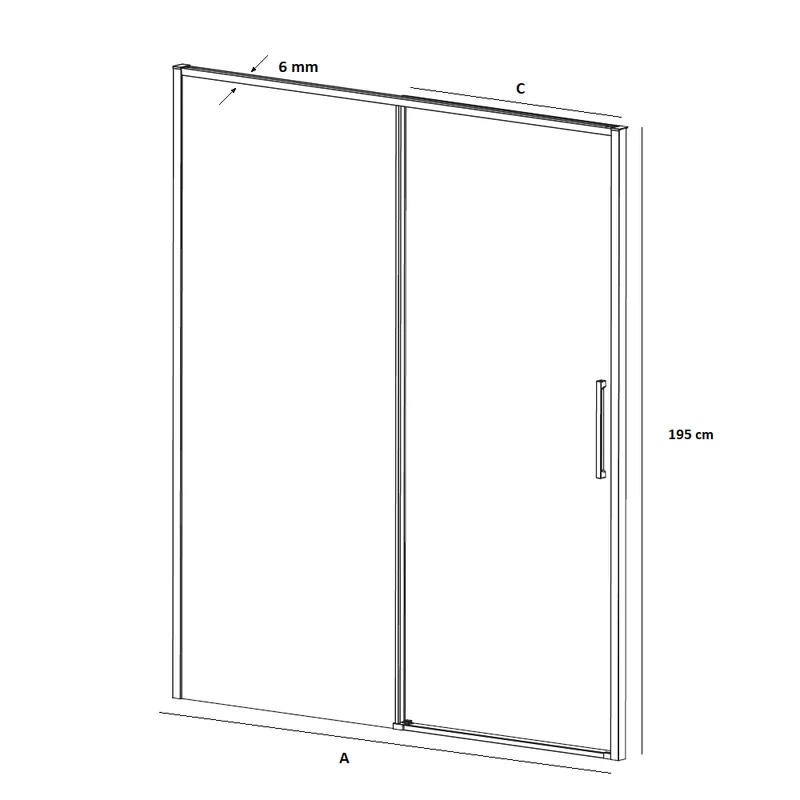 Duschwand mit Schiebetür DELTA chrom - Glas 6 mm
