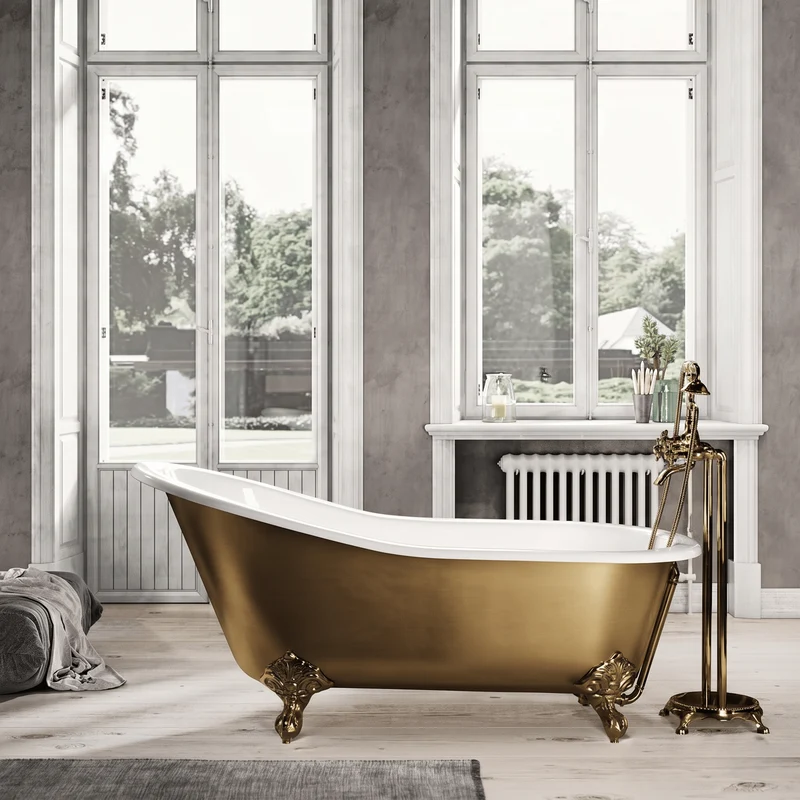 Freistehende Gusseisen Badewanne ASHFORD gold
