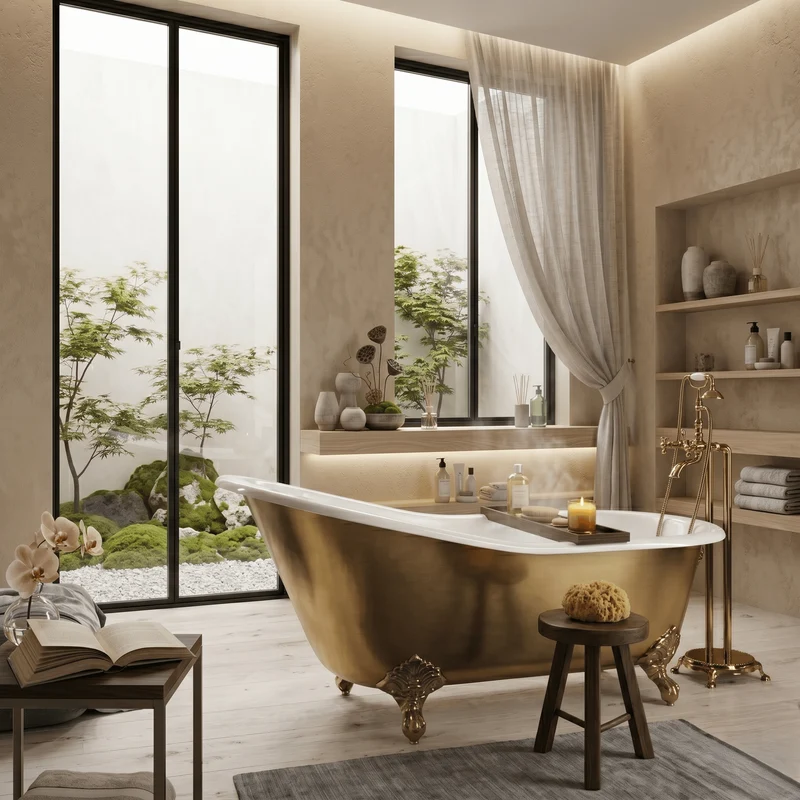 Freistehende Gusseisen Badewanne ASHFORD gold