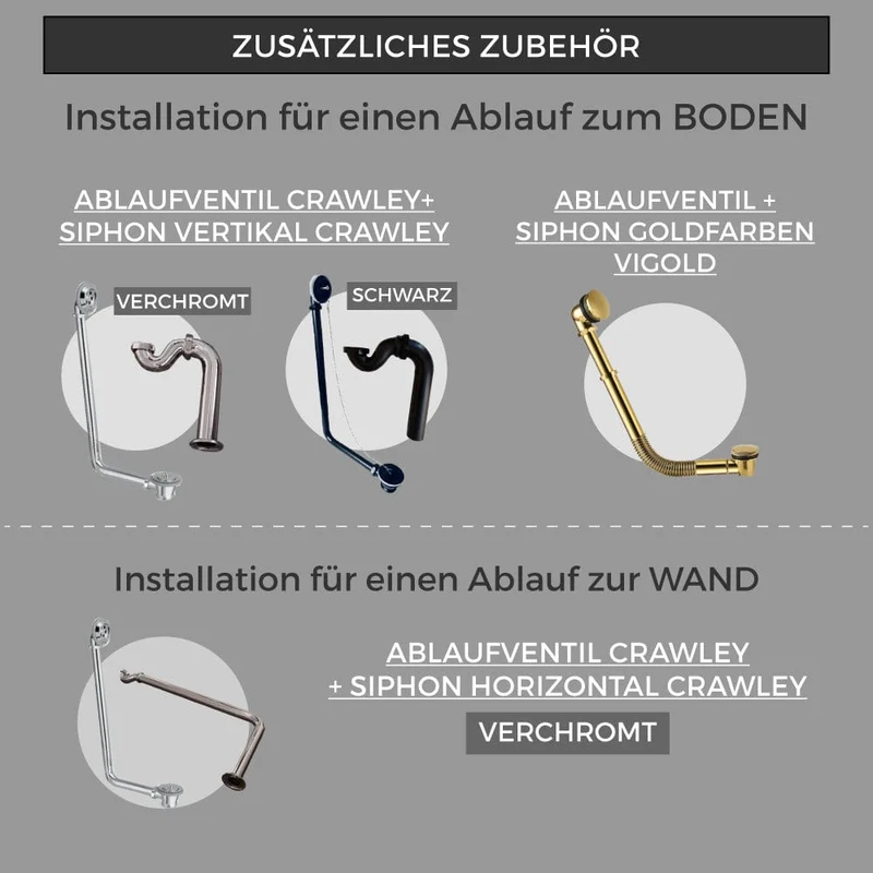 Freistehende Gusseisen Badewanne ASHFORD gold