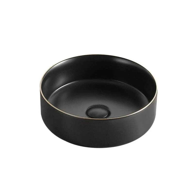 Aufsatzwaschbecken aus glasierter Keramik MENDOZA Ø36 cm, schwarz/gold