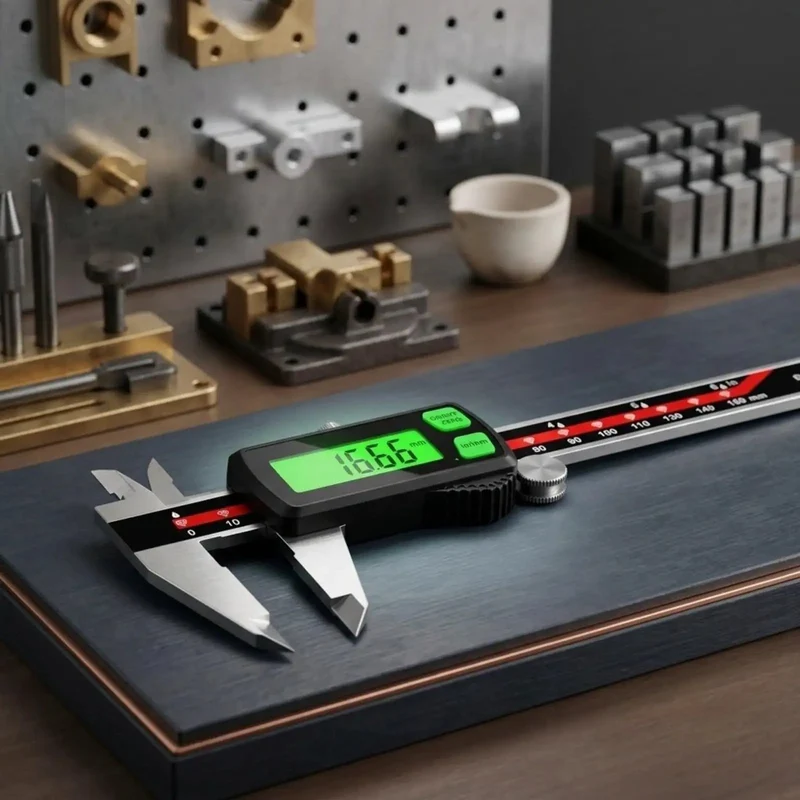 Stainless Steel Digital Caliper With Rechargeable Battery And Bright Green Backlight Display For Machining Woodworking Tasks Delivering Hella Tight Tolerance And Zero Point Zero Three Accuracy