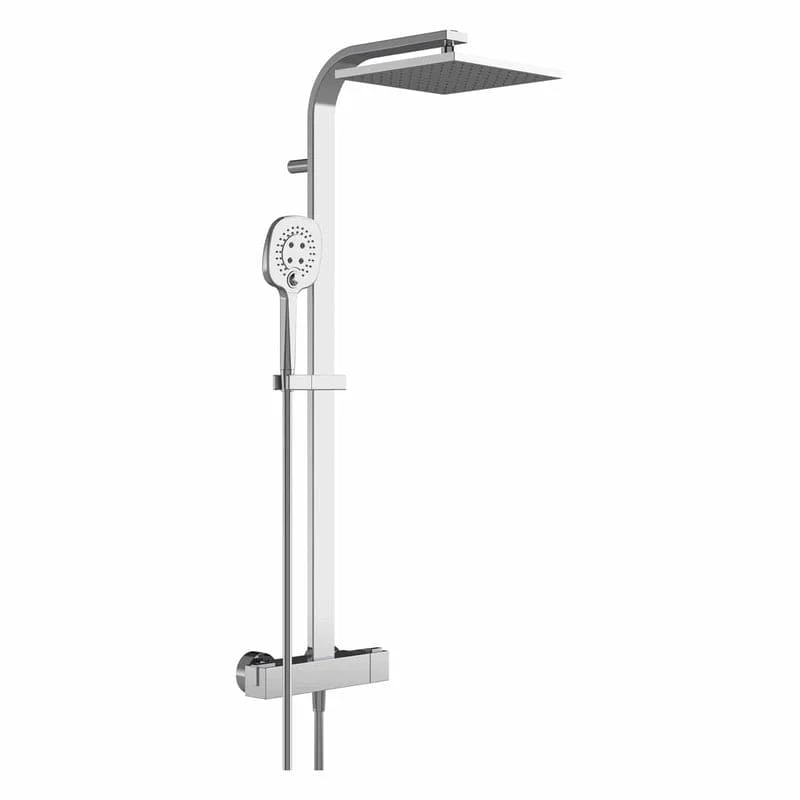 STUROTEC Eco-Line 6 l/min Duschsystem eckig mit Thermostatarmatur und Kopfbrause 25 cm