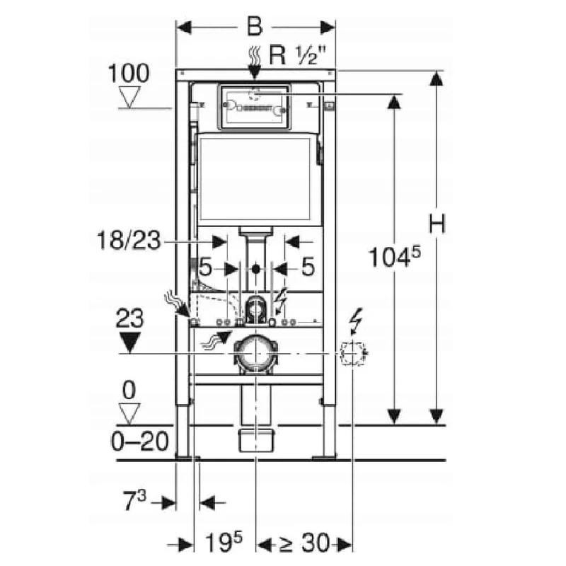 GEBERIT DUOFIX Komplett-Set Wand-WC DELOS schwarz, Vorwandelement und Betätigungsplatte