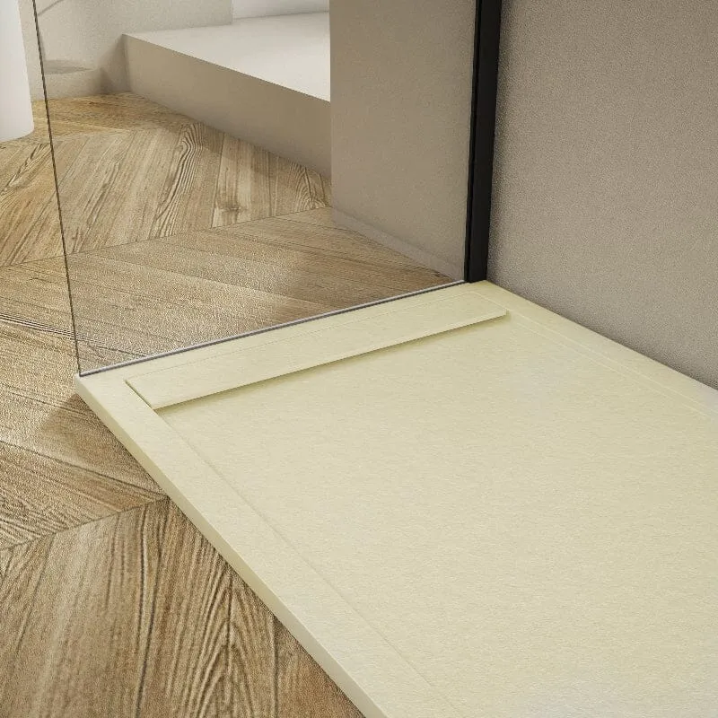 Mineralguss-Duschwanne extra flach RIBERA, Schieferoptik, BEIGE
