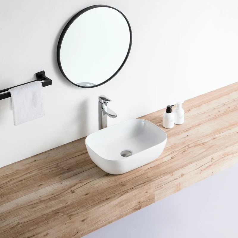 Sonderangebot Aufsatzwaschbecken aus glasierter Keramik CUARTO 45,5x32,5 cm