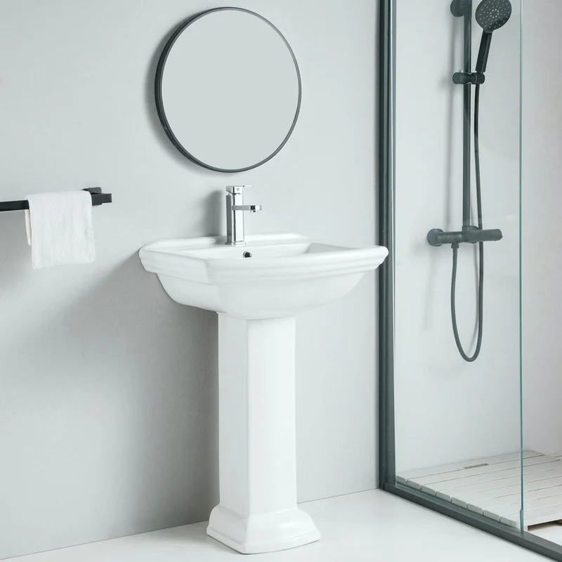 Klassisches Stand-Waschbecken mit Sockel, Keramik, MADRY 60 cm
