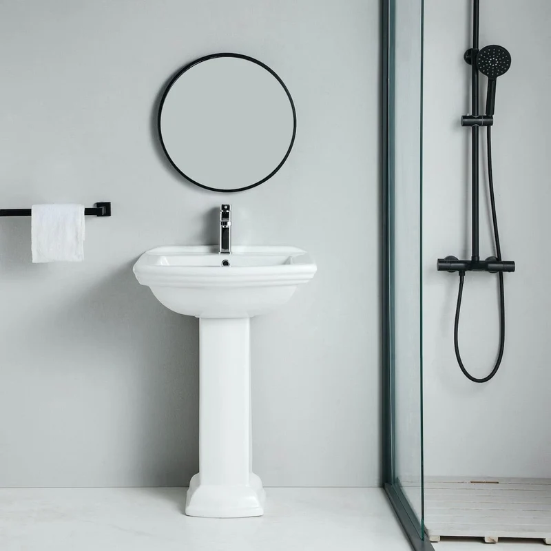 Klassisches Stand-Waschbecken mit Sockel, Keramik, MADRY 60 cm