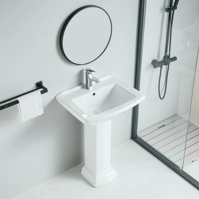 Klassisches Stand-Waschbecken mit Sockel, Keramik, MADRY 60 cm