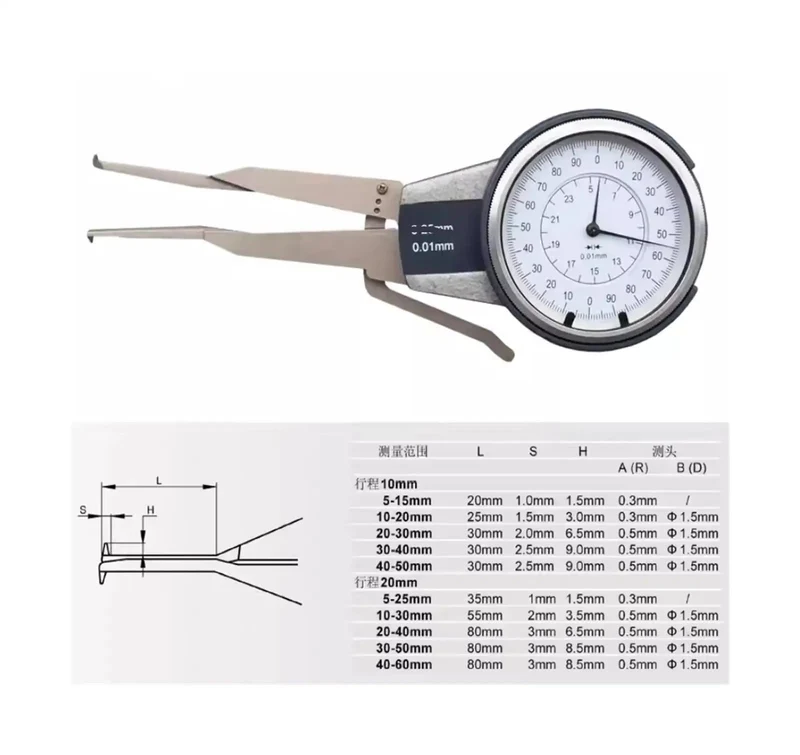 Rock Solid Internal Caliper Dial Gauge For Precise Inside Diameter Measurements With Nail On Accuracy 0.01mm Resolution And Smooth Pointer Readings Professional Grade Measuring Tool Spanning 30 To 50 Mm Range