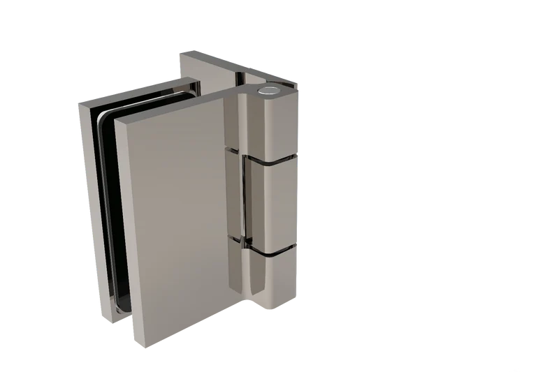 COMO Anschlagband 90° Glas-Wand – Messing massiv, 8/10 mm ESG, verdeckte Verschraubung, eckiges Design, Art.Nr. COM044