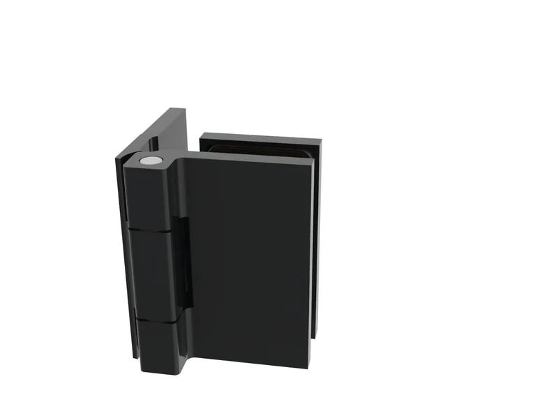 COMO Anschlagband 90° Glas-Wand – Messing massiv, 8/10 mm ESG, verdeckte Verschraubung, eckiges Design, Art.Nr. COM044