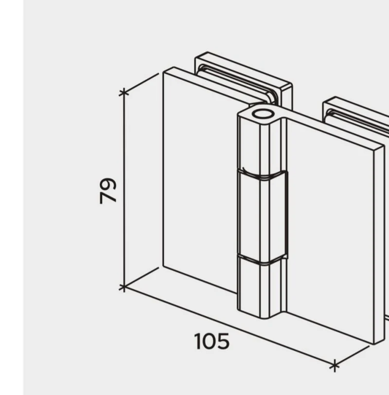 COMO Anschlagband 180° Glas-Glas – Messing massiv, 8/10 mm ESG, verdeckte Verschraubung, eckiges Design, Art.Nr. COM180