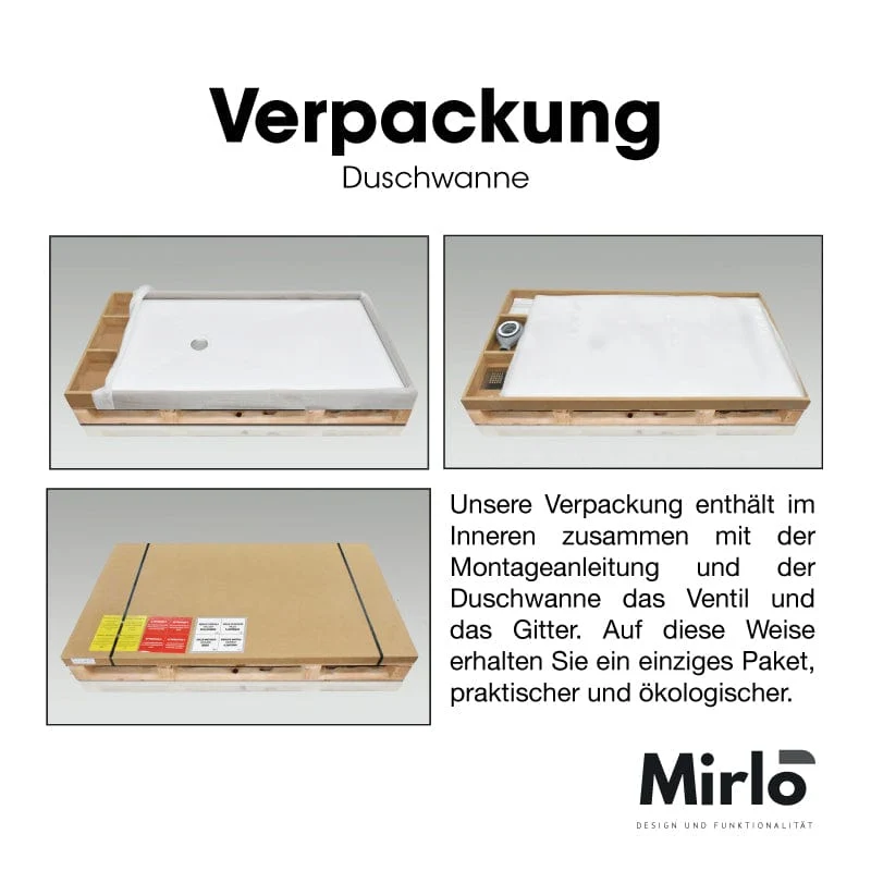 Mineralguss-Duschwanne extra flach TRINITY in WEIß