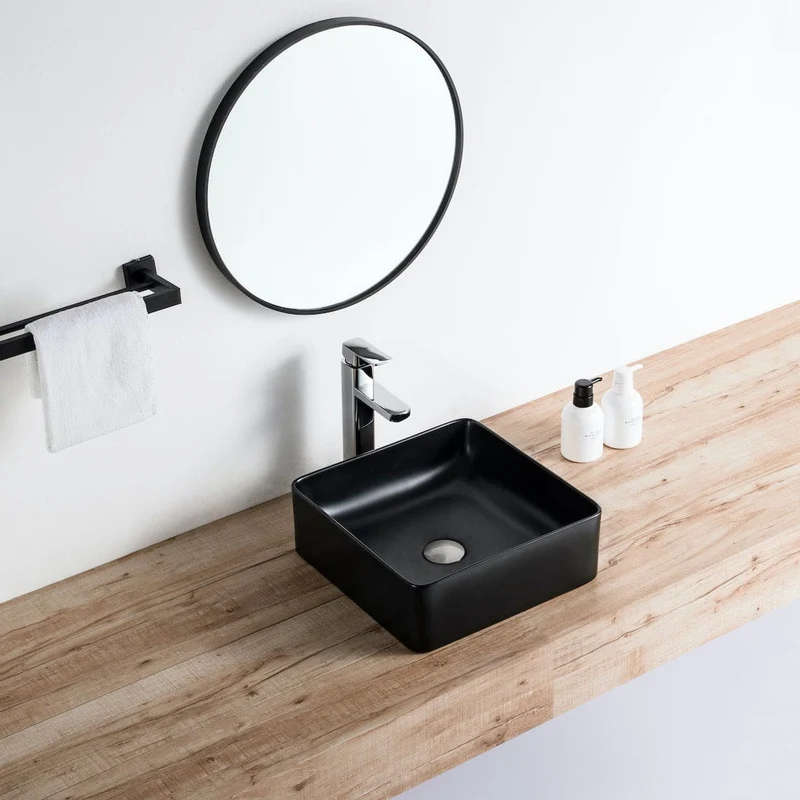 Aufsatzwaschbecken aus glasierter Keramik RIVA 36,5 cm, schwarz matt